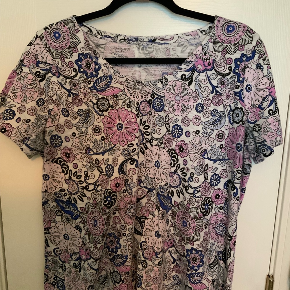 T by Talbots Pink and Gray Short Sleeve Tee